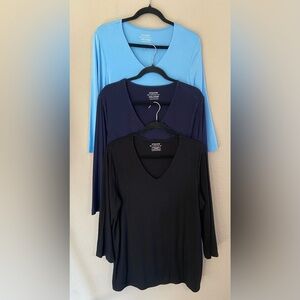 Chico's Women's The Ultimate Tee 3/4 Sleeve - Light Blue, Navy, Black Sz 2 Large